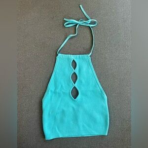 Blue halter crop top Size M